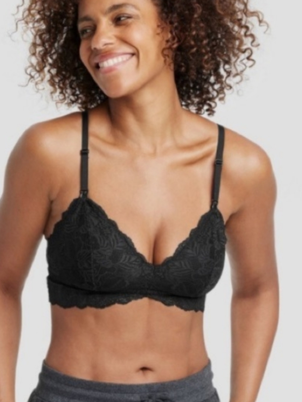 NWT Auden Black Lace Nursing Bralette with Adjustable Straps